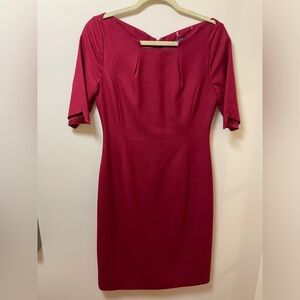 Elie Tahari Black Label Maroon Wool Stretch Sheath Dress, Size 6